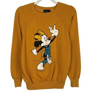 VTG Pure Sweat Minnie Mouse Graphic Sweatshirt Sz M Mustard Ochre USA
